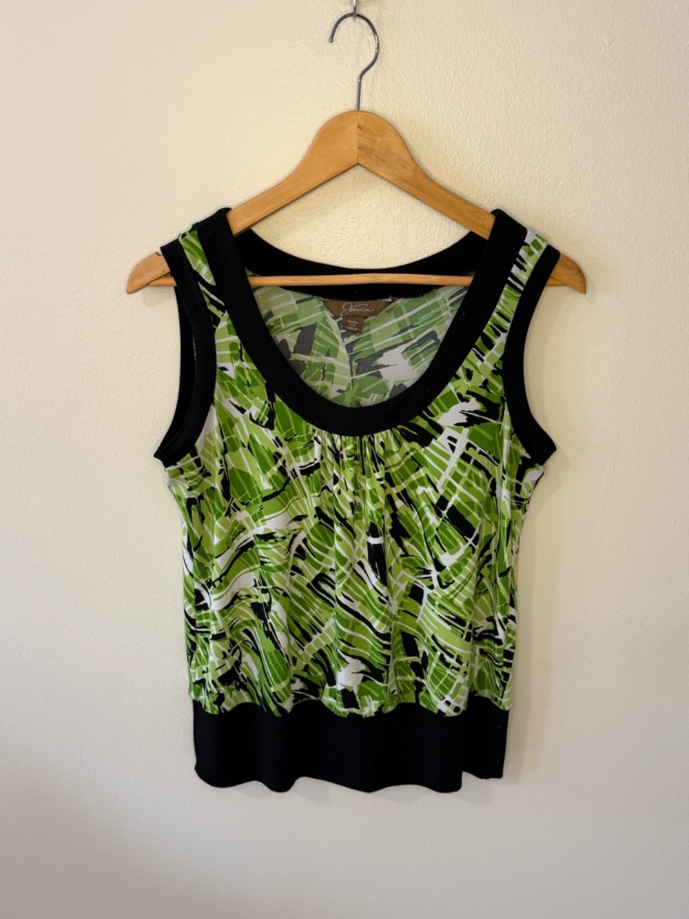 Jessica Green Abstract Print Tank with Black Trim